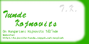 tunde kojnovits business card